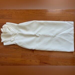 LELA ROSE Textured Satin Draped Tulip Sheath